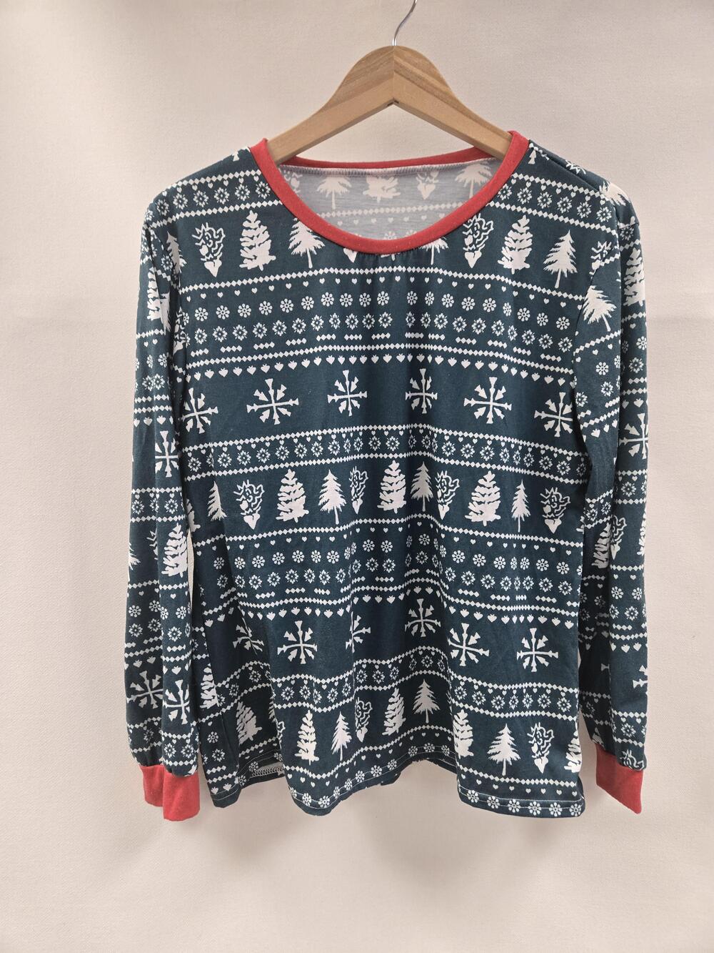 Holiday Pajama Set Womens Small Tree Print Long Sleeve Top Pants Cozy Sleepwear